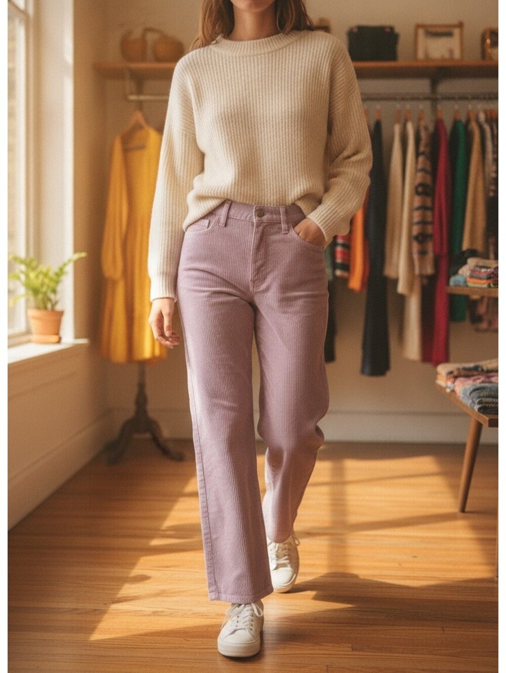 Levis Premium Ribcage Straight Ankle Corduroy Pants Womens 28 Pink Lilac High Ri